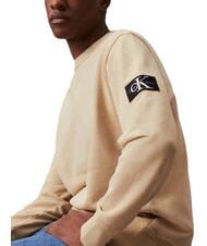 CALVIN KLEIN CK JEANS Bluza bawełniana z okrągłym dekoltem blady khaki - Bluzy męskie - 3