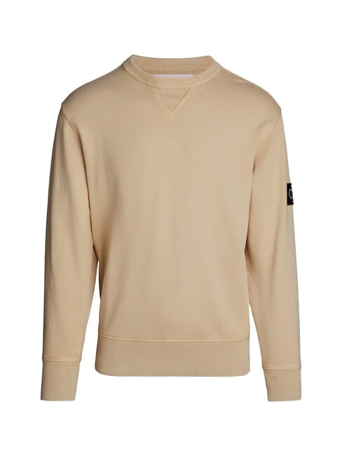 CK JEANS Bluza bawełniana z okrągłym dekoltem blady khaki - Bluzy męskie