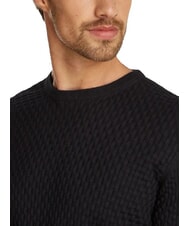 CALVIN KLEIN CK Sweter z okrągłym dekoltem i tkanymi detalami ck czarny - Koszulki męskie - 3
