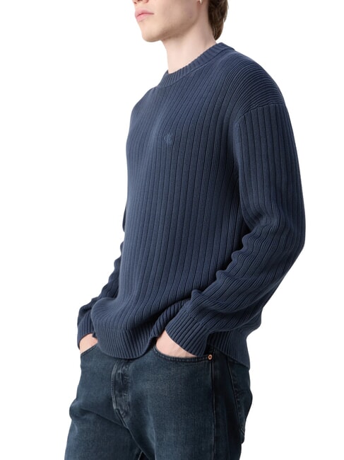 CK JEANS Sweter z okrągłym dekoltem i regularnym krojem atrament - Koszulki męskie