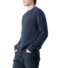 CALVIN KLEIN CK JEANS Sweter z okrągłym dekoltem i regularnym krojem atrament - Koszulki męskie - 3