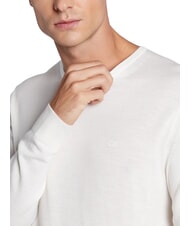 CALVIN KLEIN SUPERIOR WOOL Sweter wełniany z okrągłym dekoltem czapla - Koszulki męskie - 3