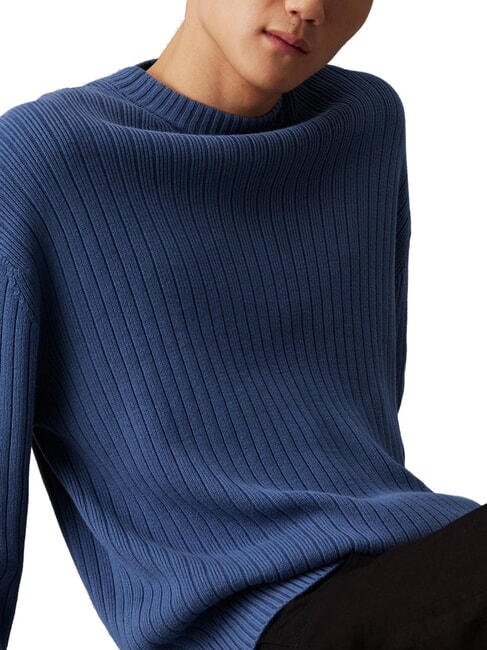 CK JEANS Sweter z okrągłym dekoltem i regularnym krojem niebieskie wybrzeże - Koszulki męskie