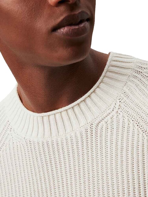 CK JEANS Sweter żebrowany z okrągłym dekoltem kość słoniowa - Koszulki męskie