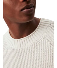 CALVIN KLEIN CK JEANS Sweter żebrowany z okrągłym dekoltem kość słoniowa - Koszulki męskie - 3