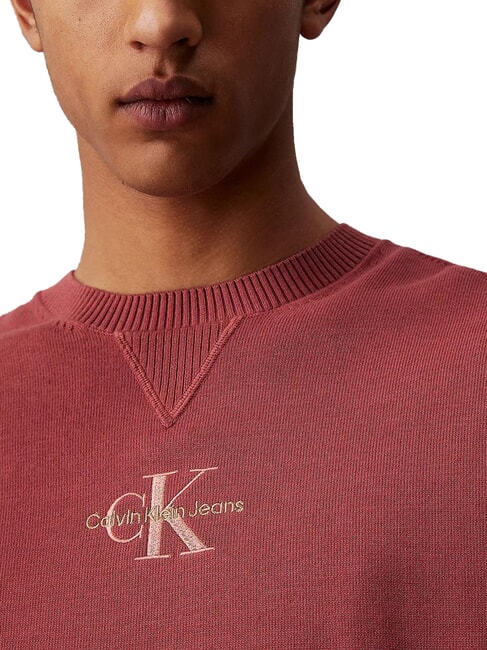 CK JEANS Sweter bawełniany z logo masło jabłkowe - Koszulki męskie