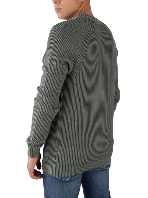 CK JEANS Sweter żebrowany z okrągłym dekoltem nieskończona szarość - Koszulki męskie