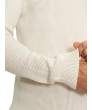 CALVIN KLEIN CK JEANS Sweter żebrowany z okrągłym dekoltem kość słoniowa - Koszulki męskie - 4
