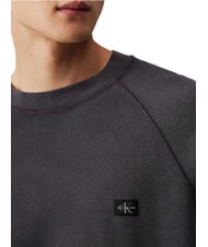 CALVIN KLEIN CK JEANS Koszulka z długim rękawem o splocie waflowym heban - Koszulki męskie - 3