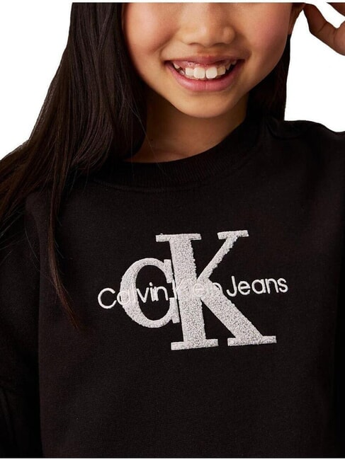 CK KIDS Bluza z okrągłym dekoltem i logo Sherpa ck czarny - Bluzy dziecięce