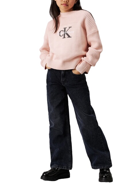 CK KIDS Jeansy dziewczęce o luźnym kroju niebiesko-czarny sztywny - Spodnie dziecięce