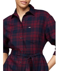 TOMMY HILFIGER TH JEANS  Sukienka w kratę r&oacute;żowa zimowa kratka - Odzież damska - 4