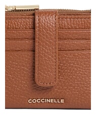 COCCINELLE METALLIC SOFT Mini portfel sk&oacute;rzany koniak - Portfele damskie - 3