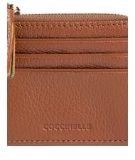 COCCINELLE TASSEL Sk&oacute;rzany, zapinany na suwak uchwyt na karty koniak - Portfele damskie - 3