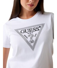 GUESS SS CN KRYSTAL TRIANGLE Koszulka z kr&oacute;tkim rękawem z ćwiekami i kryształkami czysto biały - Koszulki i topy damskie - 3