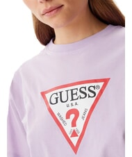 GUESS JEANS SS CN BOXY ICONIC  Koszulka bawełniana kwiat bzu - Koszulki i topy damskie - 3