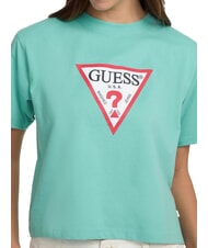 GUESS JEANS SS CN BOXY ICONIC  Koszulka bawełniana laguna zatokowa - Koszulki i topy damskie - 3