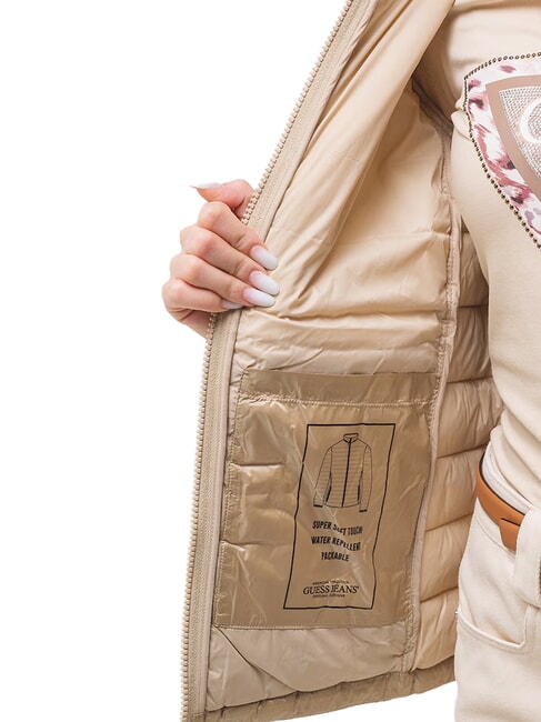 PACKABLE Lekka kurtka puchowa z kapturem opalenizna safari - Kurtki puchowe damskie
