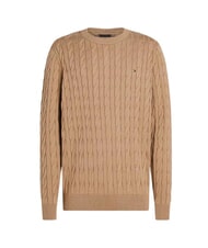 TOMMY HILFIGER TH  Sweter z okrągłym dekoltem pł&oacute;tno safari - Koszulki męskie - 3