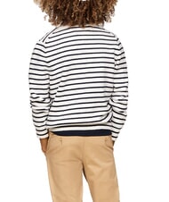 TOMMY HILFIGER TH KIDS Sweter z okrągłym dekoltem biała podstawa / niebieski pasek - Swetry dziecięce - 2