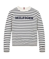 TOMMY HILFIGER TH KIDS Sweter z okrągłym dekoltem biała podstawa / niebieski pasek - Swetry dziecięce - 3