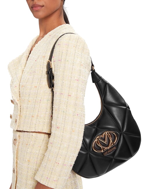 EMBOSSED Torba na ramię typu hobo Czarny - Torby damskie