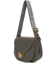 FURLA LOTUS Sk&oacute;rzana torba z paskiem na ramię z logo miejska szarość/miejskie odcienie szarości - Torby damskie - 2