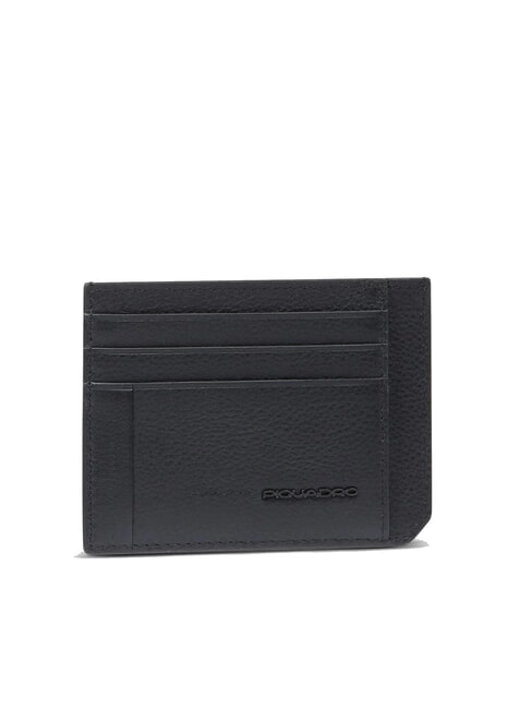 W137 Płaski sk&oacute;rzany uchwyt na karty kredytowe Czarny - Portfele męskie