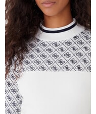 GUESS MOCK NECK AUBREY 4G Sweter o dopasowanym kroju 4g krem i niebieski - Koszulki damskie - 3