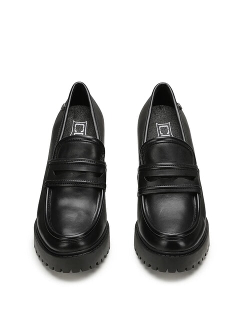 JAGGER 4107 Sk&oacute;rzane mokasyny na wysokim obcasie czarny - Buty damskie