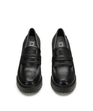 CULT JAGGER 4107 Sk&oacute;rzane mokasyny na wysokim obcasie czarny - Buty damskie - 3