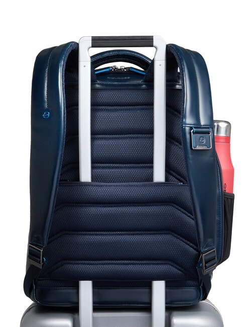 BLUE SQUARE Plecak sk&oacute;rzany z funkcją szybkiego sprawdzania na laptopa 15,6" niebieski - Plecaki na laptopa do pracy