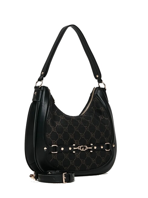 NEW DIAZ Torba typu hobo z logo żakardowym CZARNY - Torby damskie