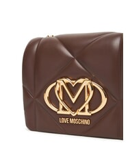 LOVE MOSCHINO EMBOSSED Mała torba na ramię czekolada - Torby damskie - 4