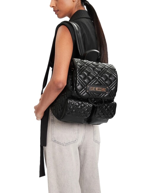 QUILTED Plecak z dwiema kieszeniami Czarny - Torby damskie