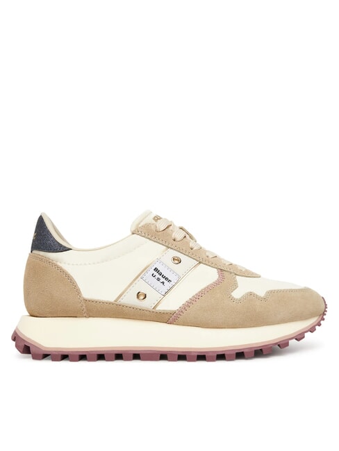 MILLEN  Damskie trampki kremowy/malinowy - Buty damskie