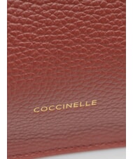 COCCINELLE HYLE Mała płaska sk&oacute;rzana torba na ramię brandy - Torby damskie - 5
