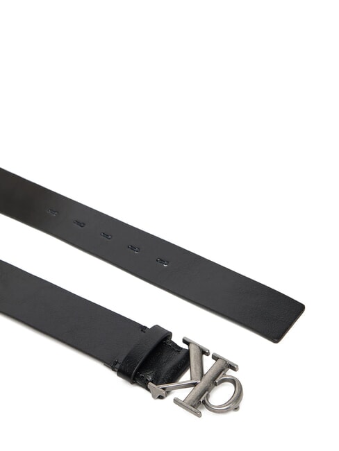 CK HARDWARE Pasek sk&oacute;rzany czarny/srebrny antyczny - Paski