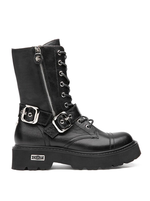 SLASH 4585 Sk&oacute;rzane botki z klamrami czarny - Buty damskie