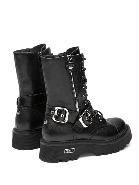 SLASH 4585 Sk&oacute;rzane botki z klamrami czarny - Buty damskie