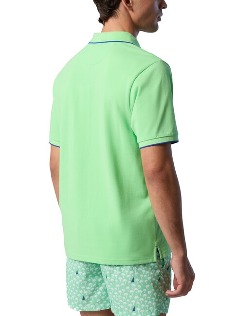 COLLAR STRIPED Koszulka polo bawełniana z kr&oacute;tkim rękawem letnia zieleń - Polo męskie