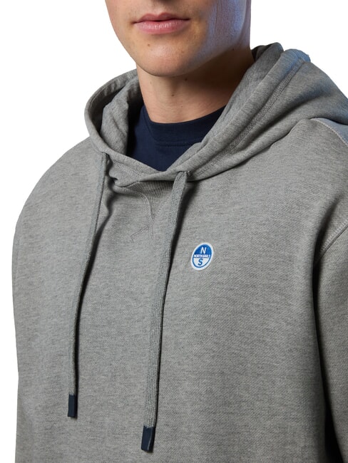 ROUND LOGO Bluza z kapturem bawełniana średni szary melanż - Bluzy męskie