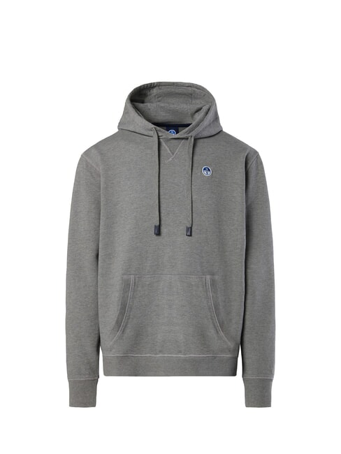 ROUND LOGO Bluza z kapturem bawełniana średni szary melanż - Bluzy męskie
