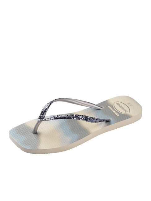 STYLESLIM SQUARE GLITTER Klapki kwadratowe beżowo-srebrny metaliczny - Buty damskie