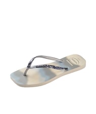 HAVAIANAS STYLESLIM SQUARE GLITTER Klapki kwadratowe beżowo-srebrny metaliczny - Buty damskie - 3