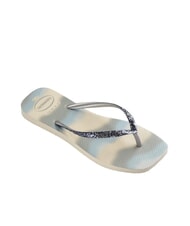 HAVAIANAS STYLESLIM SQUARE GLITTER Klapki kwadratowe beżowo-srebrny metaliczny - Buty damskie - 4