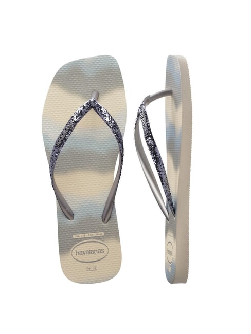 STYLESLIM SQUARE GLITTER Klapki kwadratowe beżowo-srebrny metaliczny - Buty damskie