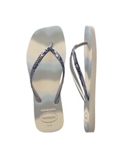 HAVAIANAS STYLESLIM SQUARE GLITTER Klapki kwadratowe beżowo-srebrny metaliczny - Buty damskie - 5