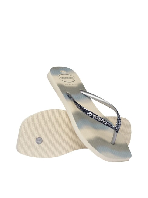 STYLESLIM SQUARE GLITTER Klapki kwadratowe beżowo-srebrny metaliczny - Buty damskie