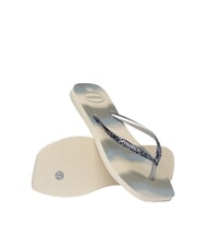 HAVAIANAS STYLESLIM SQUARE GLITTER Klapki kwadratowe beżowo-srebrny metaliczny - Buty damskie - 6